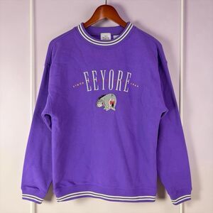 NWOT Disney Parks Eeyore Purple Collegiate Embroidered Pullover Sweatshirt Small